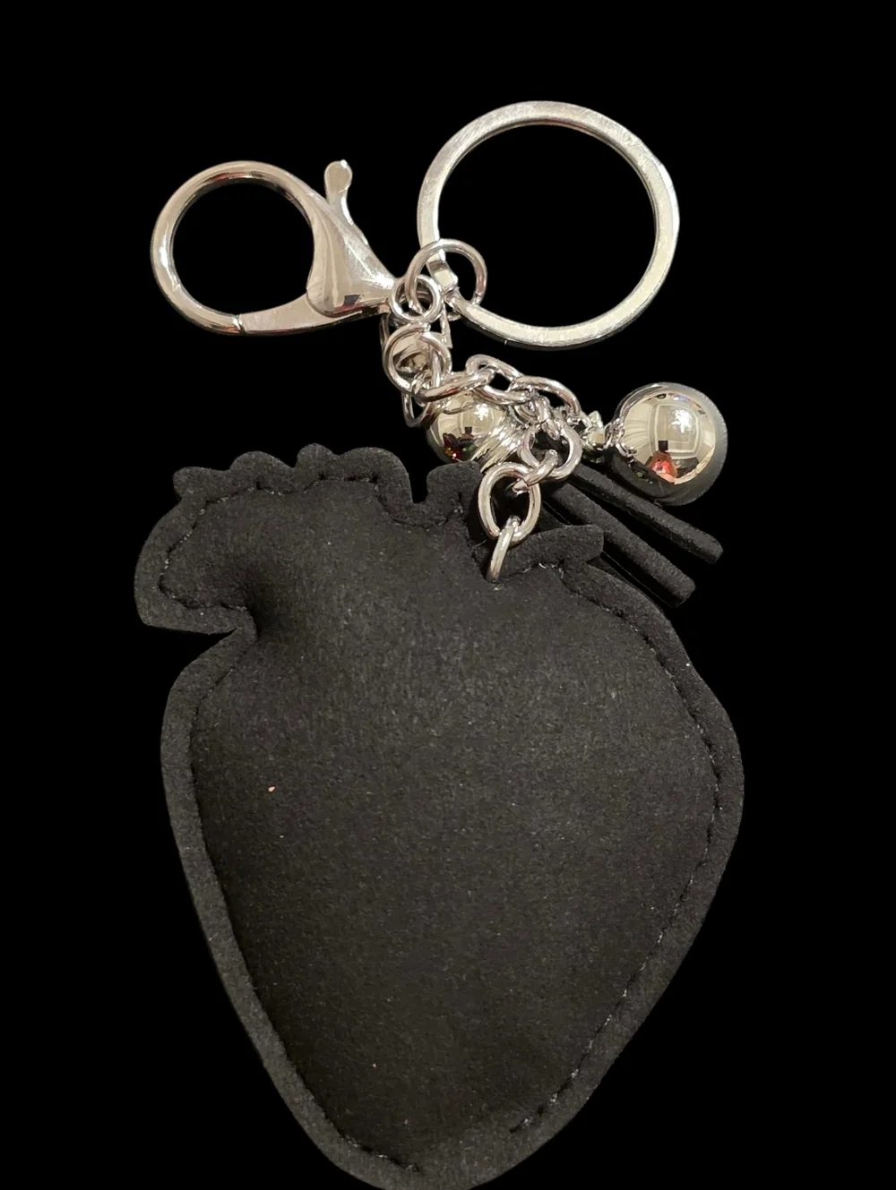 Silver Rhinestone Strawberry Bag Charm Keychain